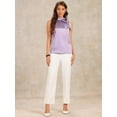thumbnail image 3 of DARING DIVA Bow Tie Neck Solid Work Blouse Top L Light Purple, 3 of 6