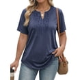 thumbnail image 3 of Fantaslook Lace Plus Size Tops for Women V Neck Short Sleeve Blouses Summer Tunic Shirts, 3 of 12