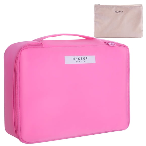 Bolsa de maquillaje de viaje Queboom, neceser para mujer y hombre (rosa claro).