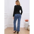 thumbnail image 3 of DARING DIVA Women's Jacquard Embroidery Long Sleeve Drawstring Blouse XS Black, 3 of 6