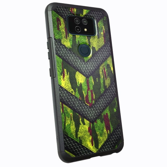 DALUX MetKase Hybrid Slim Phone Case Cover Phone Case Compatible with Cricket Ovation 2 / AT&T Maestro Max (2021) - Green Camo Badge