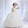 thumbnail image 4 of ATOGUTA Wedding Dresses for Girls Guest Beige Sleeveless Tulle Long Formal Wedding Pageant Party Fancy Princess Ball Gown Dresses 5T-15, 4 of 7