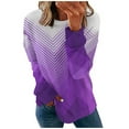 thumbnail image 2 of ICHUANYI Clearance Women Long Sleeves Casual Shirts Printing Round Neck Sweatshirt Pullover Loose Tunic Tops(Purple, L) ICHUANYI WER2023081404150, 2 of 5