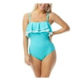 thumbnail image 3 of CONTOURS Women's Aqua Stretch Tummy Control Adjustable Convertible Ruffled Moderate Coverage Fixed Cups Bandeau One Piece Swimsuit 12 36C, 3 of 3
