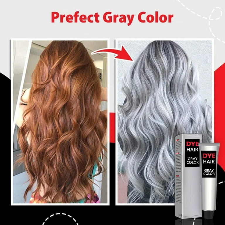 Silver Gray Hair Dye Cream, Smokey Grey Permanent Hair Dye, Light Gray  Silver Color Cream, Metallic Silver Hair Dye Permanent Unisex,100ml (3 pcs)