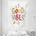 thumbnail image 1 of Good Vibes Tapestry, Colorful Cheerful Fun Typography with Cartoon Style Kids Toddler Elements Print, Wall Hanging for Bedroom Living Room Dorm Decor, 60W X 80L Inches, Multicolor, by Ambesonne, 1 of 2