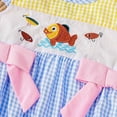 thumbnail image 7 of Baby Onesies Girl Baby Girl Outfit Infant Fish Embroidery Gingham Print Bowknot Fly Sleeve Romper Bodysuit, 7 of 7