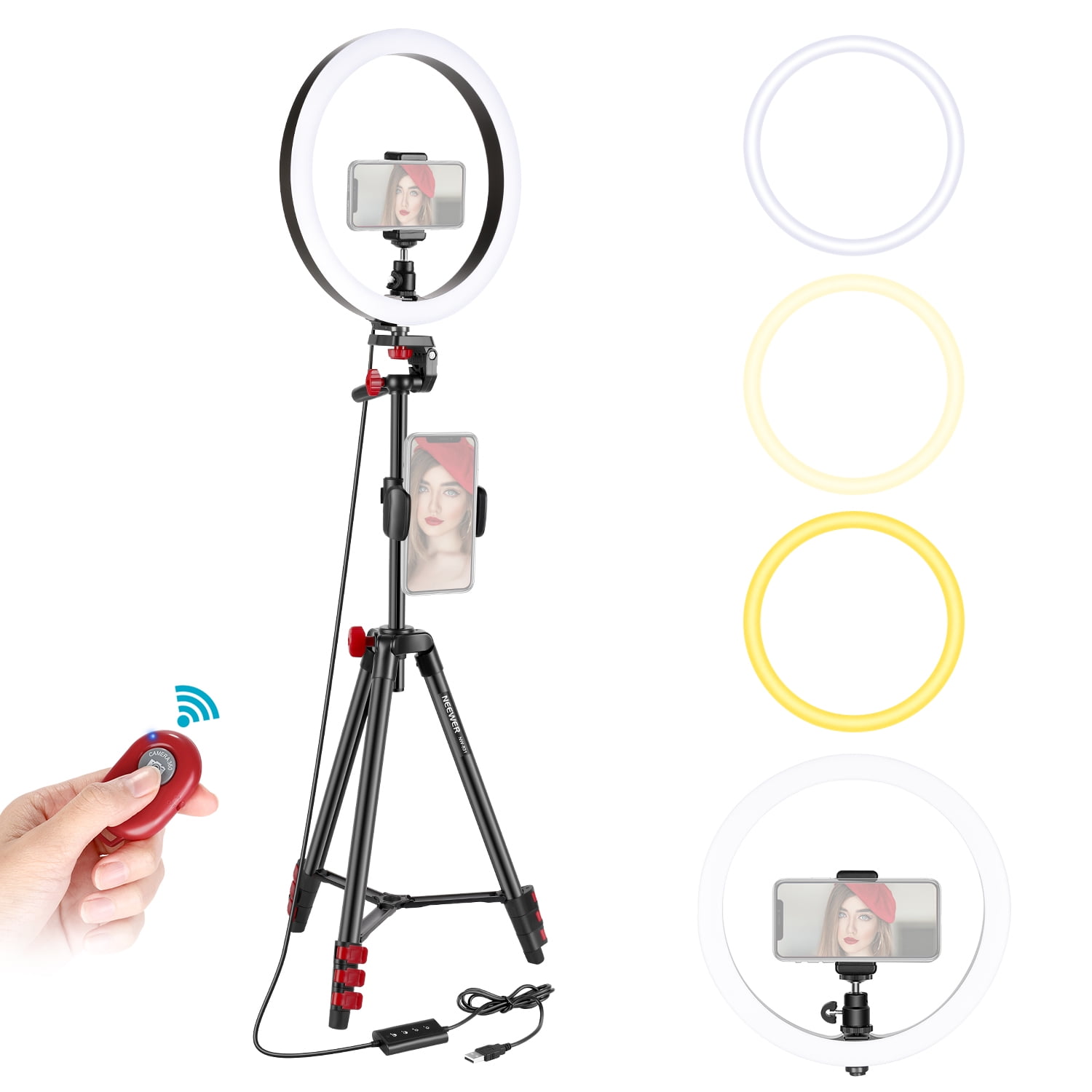 Neewer 10inch LED Ring Light Selfie Ring Light with Tripod Stand, 3