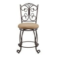 thumbnail image 6 of Linon Hullen 24" High Back Indoor Round Metal Counter Stool with Swivel, Matte Bronze/Ligh Brown, 6 of 9