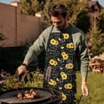 thumbnail image 4 of Black Sunflower Word Pattern Apron-Garden Aprons for Women with Pockets-Cotton Linen Waterproof Kitchen Cooking Gardening Aprons Adjustable for Kitchen,Cooking,BBQ and Salon 33x27 Inch, 4 of 7
