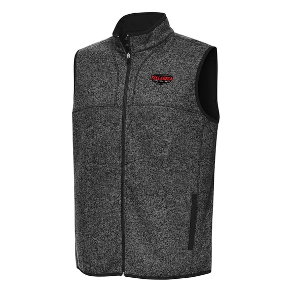 Men's-Antigua Heather Black Talladega Superspeedway Fortune Full-Zip Vest