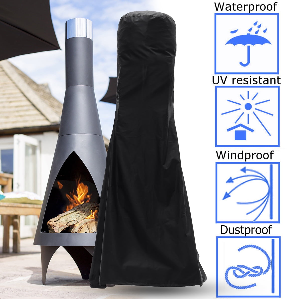 Patio Heater Cover Chimenea Covers Large Waterproof 1.2M Heavy Duty Protector 