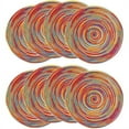 thumbnail image 1 of Coloridos manteles individuales de tela trenzada redonda de 18 cm, juego de 8 manteles para mesa de comedor para decoración de fiesta de cocina, 1 of 3
