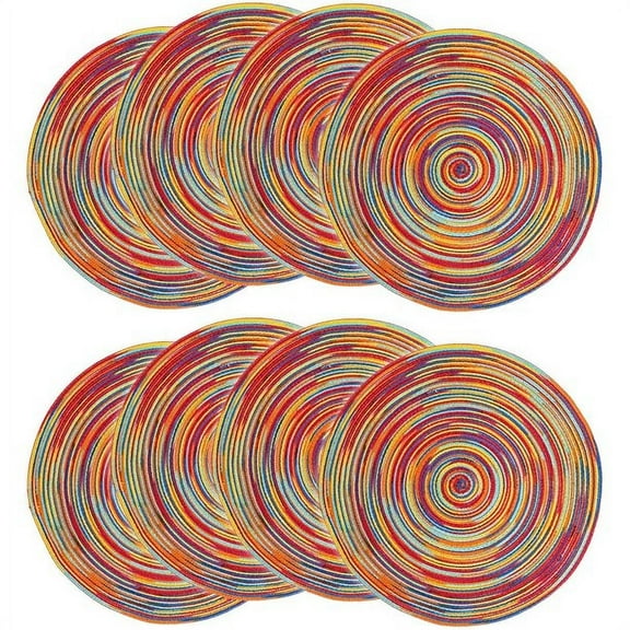 Heldig Placemats for Kitchen, Braided Fabric Multicolor, 18 cm, 8 Count