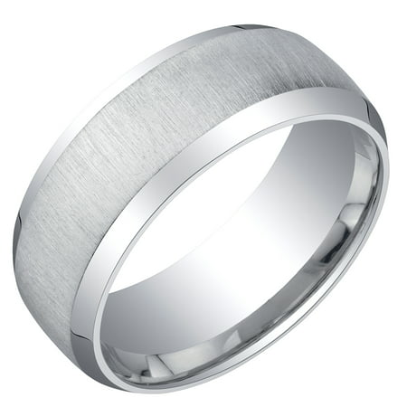 Mens Sterling Silver Beveled Edge Wedding Ring Band in Brushed Matte 8mm Comfort Fit Sizes 8 to (Best Silver Rings For Men)
