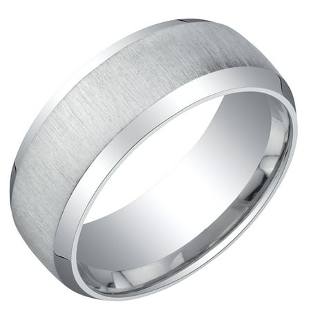 Artisan Sterling Silver Mens Ring - Mens Sterling Silver Beveled Edge Wedding Ring Band in Brushed Matte 8mm Comfort Fit Sizes 8 to 14