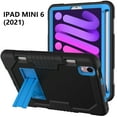 thumbnail image 7 of ELEHOLD Rugged Hybrid Case for iPad Mini 6 2021, Three-Layer Full Protection Hidden Kickstand Pencil Holder Shockproof Durable Case for iPad Mini 6th Gen (Black+Blue), 7 of 7
