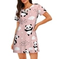 thumbnail image 4 of Salouo Panda Print Short Sleeve Sleepshirt for Womens Comfy Nightgown Scoopneck Cute Nightdress Ruffle -XX-Large, 4 of 7