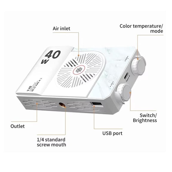 QHUDLV 40W LED Camera Light 2500K-9000K Bi-Color - Video Lamp with Rechargeable Battery