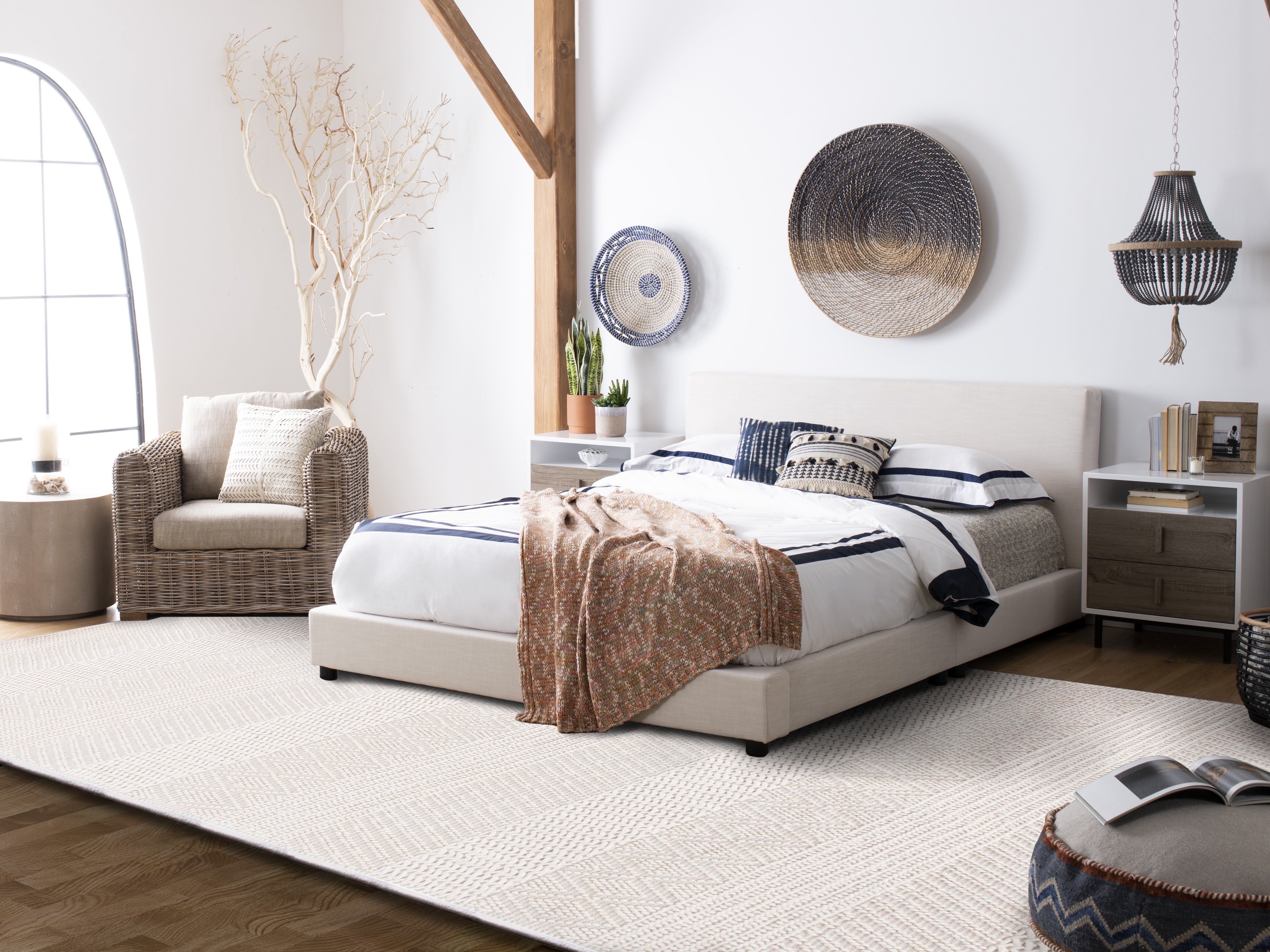 SAFAVIEH Natura Haywood Striped Wool Area Rug, Ivory, 6' x 9'