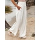 thumbnail image 4 of Foridol-pantalones de lino y algodón para mujer, calzas largas con bolsillos, informales, de pierna ancha, color blanco y caqui, para primavera y verano, 2023, 4 of 4