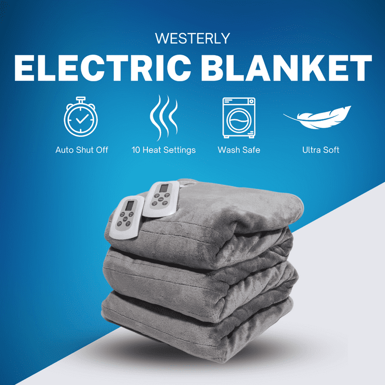 Westerly King Size Electric Heated Blanket with Dual Controllers Garnet