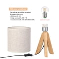 thumbnail image 6 of Small Bedside Table Lamp Wooden Tripod Nightstand Lamp with Fabric Linen Shade, 6 of 7