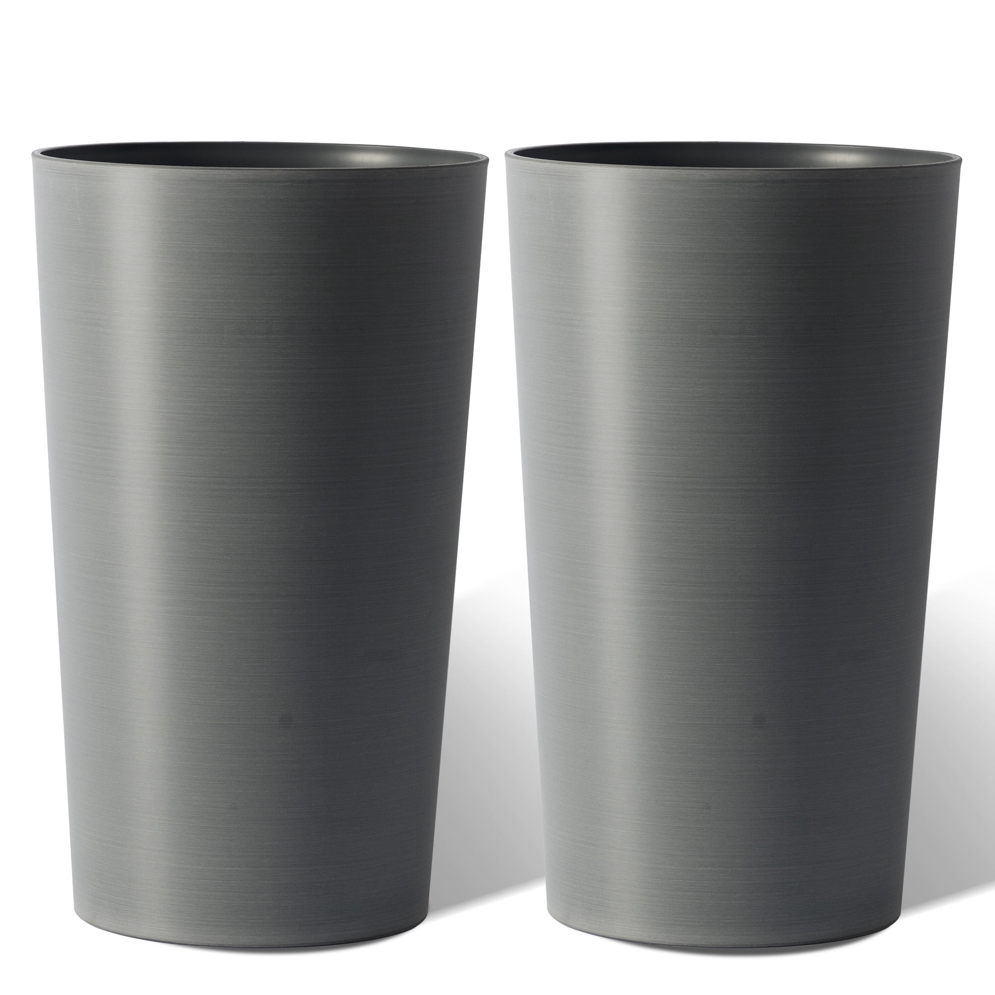Vigo huseeo 2 Sets of Tall 21.7-Inch Tall Planters, Modern Indoor & Outdoor Large Round Gradient Matte Tree Pots for Porch , Garden, Grey