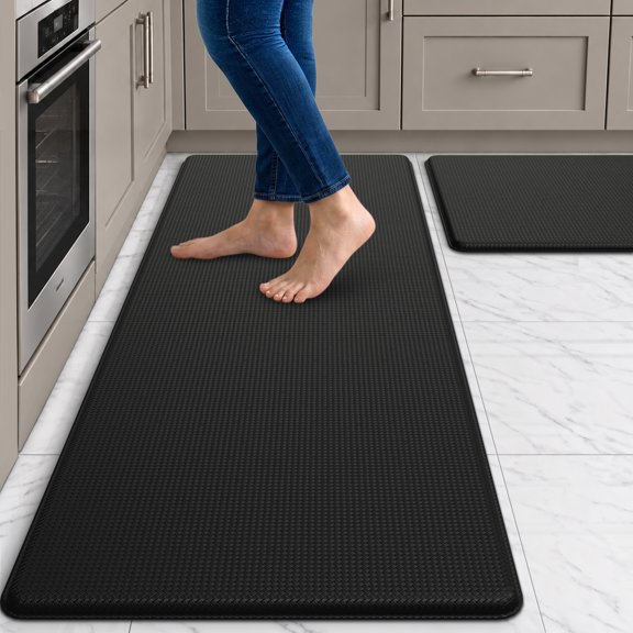 GALMAXS7 Kitchen Rugs and Mats Kitchen Mat Anti Fatigue Mats for kitchen, Non Slips Kitchen Floor Mat for Standing, 17"x29" 17"x47", Black