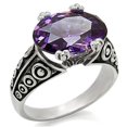 thumbnail image 1 of Alamode TK017-5 Femmes Haute Poli Bague en Acier Inoxydable avec AAA Grade CZ en Améthyste - Taille 5, 1 of 1