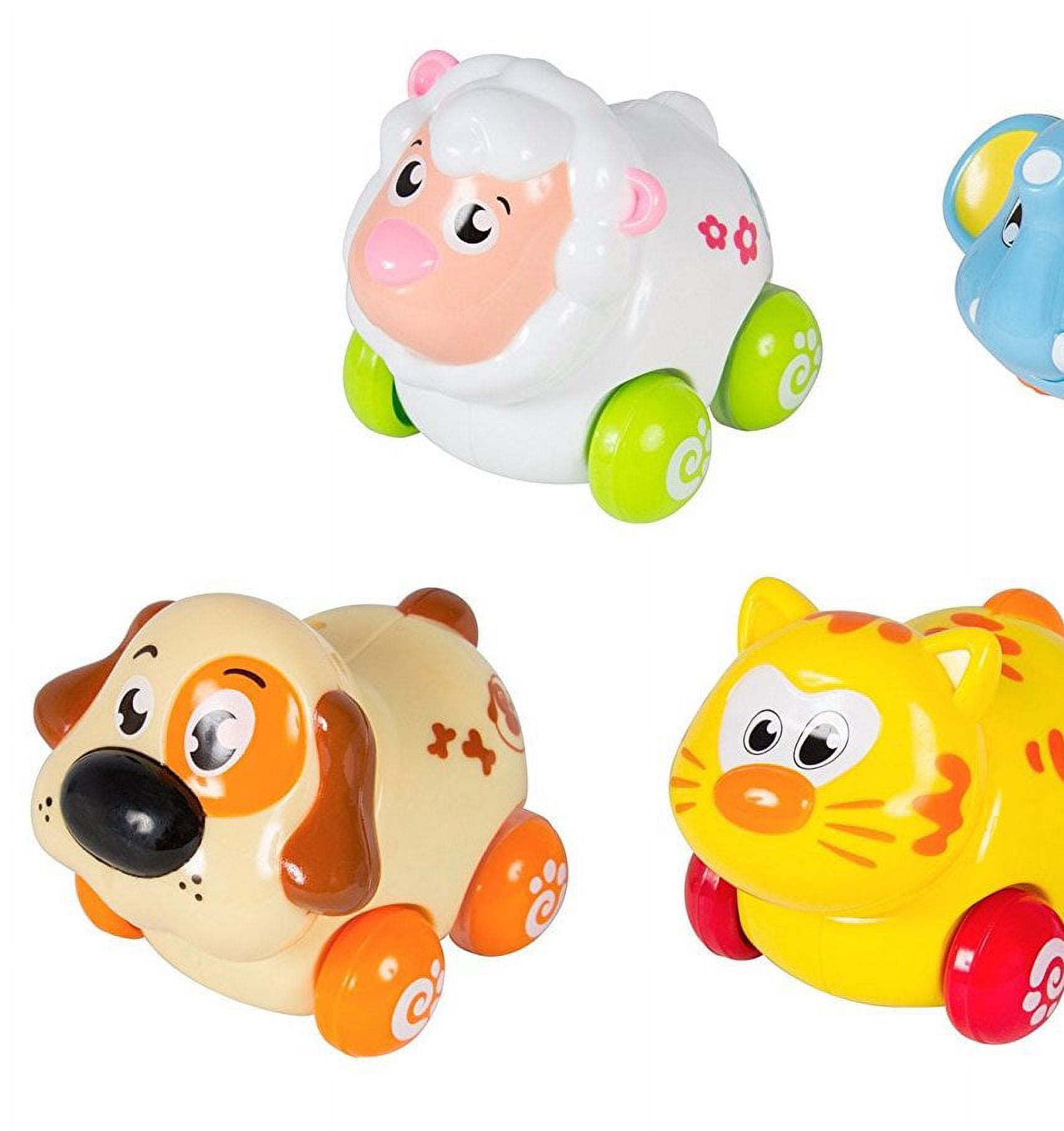 PlayWorld Cartoon Animals Friction Push And Go Toy Cars Play Set - Set of 8 Panda, Cat, Elephant, Dog, Lion, Tiger and Sheep - Multicolor