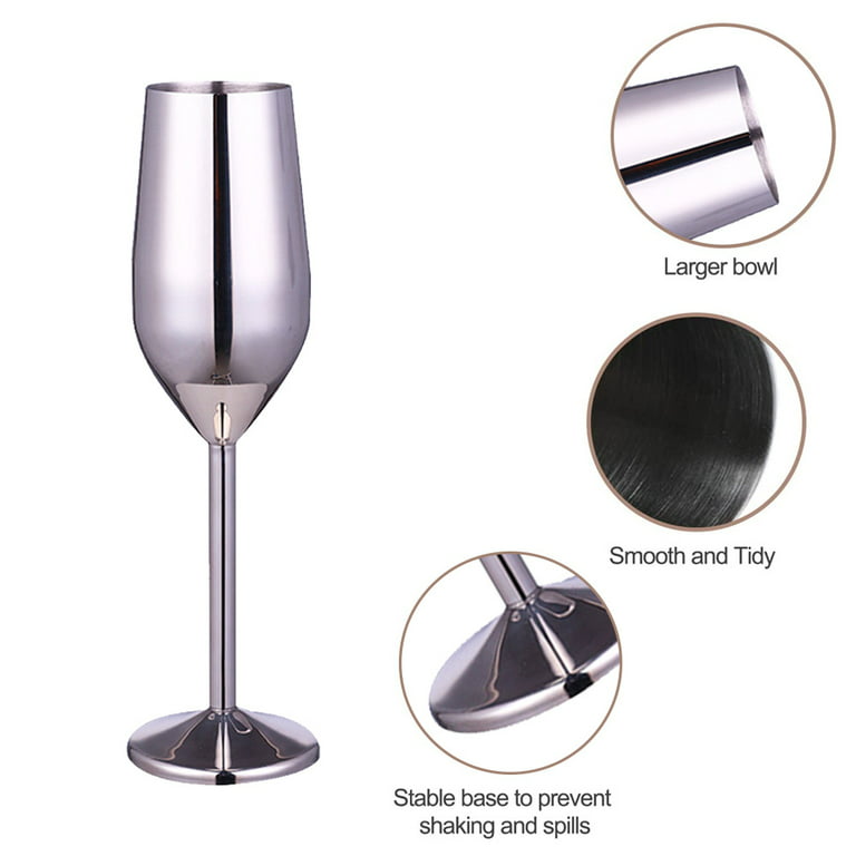 Two Stainless Steel Champagne Glasses 