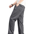 thumbnail image 6 of SAWOBUUN Mens Solid Pants Straight Elastic Waist Pants Relaxed Fit Jogger Trousers with Zipper Pockets, 6 of 8