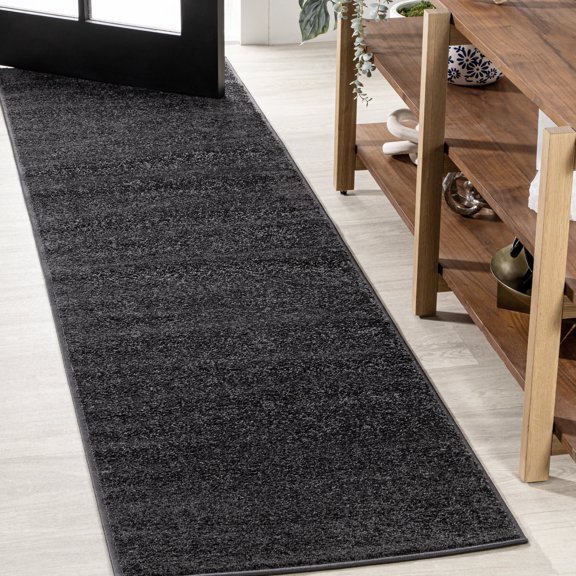 JONATHAN Y SUPERSOFT 2 x 16 Runner Rug, Haze - Black, SEU100I-216