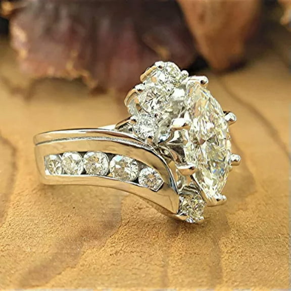 K-KED Luxury 925 Silver Anniversary Ring Women Cubic Zirconia Delicate Jewelry Size 6-10-6