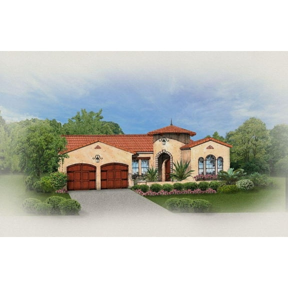556-1953: Spanish Mediterranean 3 Bed, 2 Bath Luxury Home Plan, 1953 Sq Ft: Full Blueprints with License to Build by Home Plan Marketplace - Lesuto