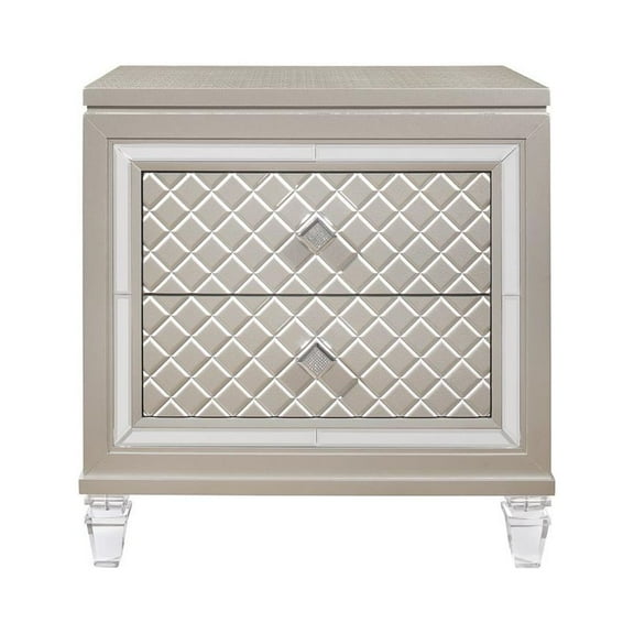 Global Furniture USA Paris Beige 2-Drawer Nightstand with Tapered Acrylic Legs