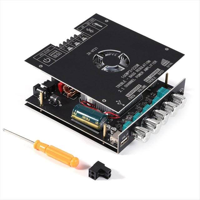 Módulo Amplificador de Potencia Digital Bluetooth -HT21 TDA7498E de 2.1 Canales, 160 W X 2 + 220 W, Subwoofer de Tonos Altos y Bajos.
