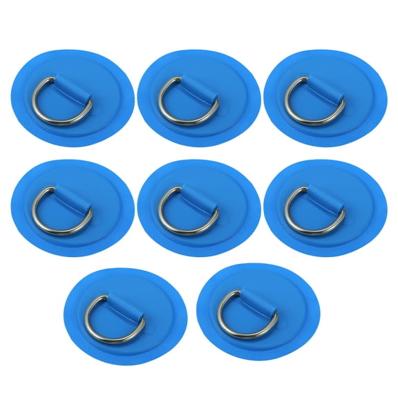 8pcs 8cm Blue D Ring Patch Stainless Steel Round Shape D Ring Pads for Surfboard Inflatable Boat Kayak Canoe Deck