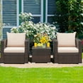 thumbnail image 2 of Costway 3PCS Patio Rattan Furniture Set Conversation Wicker Sofa Set w/Cushion Garden, 2 of 9
