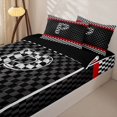 thumbnail image 3 of Homewish Racing Flag Zipper Twin Comforter Sets with Fitted Sheet and 2 Pillowcases for Kids Boys, Monogrammed P Zipper Bedding Set,4-Piece, Black Reversible, 3 of 6