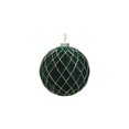 thumbnail image 3 of Flocked Christmas Ball Ornament, 6-Inch Green Plastic Bauble with Gold Thread Pattern for Tree and Party Decor, 3 of 10