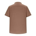thumbnail image 4 of Lovskoo Shirts for Men Round Neck Short Sleeve Casual Solid Color Round Collar Button Closure Shirt Hawaii Blouse Vacation Beach Summer Tops Khaki, 4 of 6
