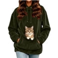 thumbnail image 4 of BRGZLK Pet Pouch Hoodies for Women Oversized Trendy Casual Solid Color Long Sleeve Loose Cozy Fleece Sweatshirts Puppy Carrier Holder Sweatshirt Army Green M, 4 of 8