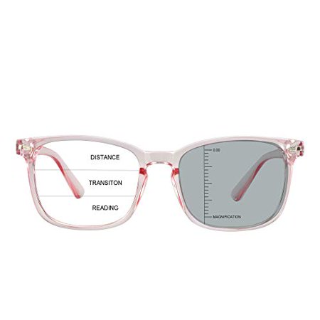 LAMBBAA Vintage Square Progressive Multifocal Presbyopic Glasses, Photochromic Gray Sunglasses for Men Women Readers (+1.00/+4.00 Magnification)…