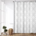 thumbnail image 2 of Checkered Farmhouse Fabric Shower Curtain Black White Plaid Neutral Polyester Bathtub Curtain Western Striped Splicing Shower Curtains for Kids Bathroom Decor Waterproof with Hooks,72x84 Inch, 2 of 6