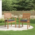 thumbnail image 6 of Stackable Patio Dining Chairs Set of 2, Outdoor Acacia Wooden Chairs w/Armrest & Removeable Fabric Cushion, for Porch, Backyard, Garden, Indoor, Dark Grey, 6 of 7