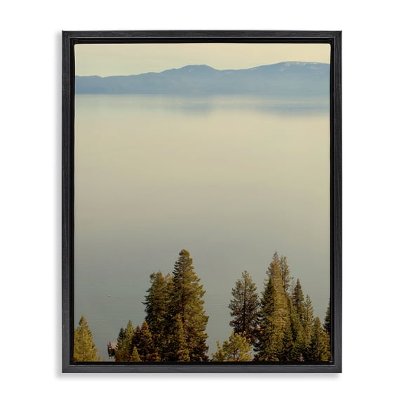 Stupell Industries Pure Bliss Lake View Landscape & Nature Photography Black Floater Framed Canvas Art Print Wall Art, 17 x 21