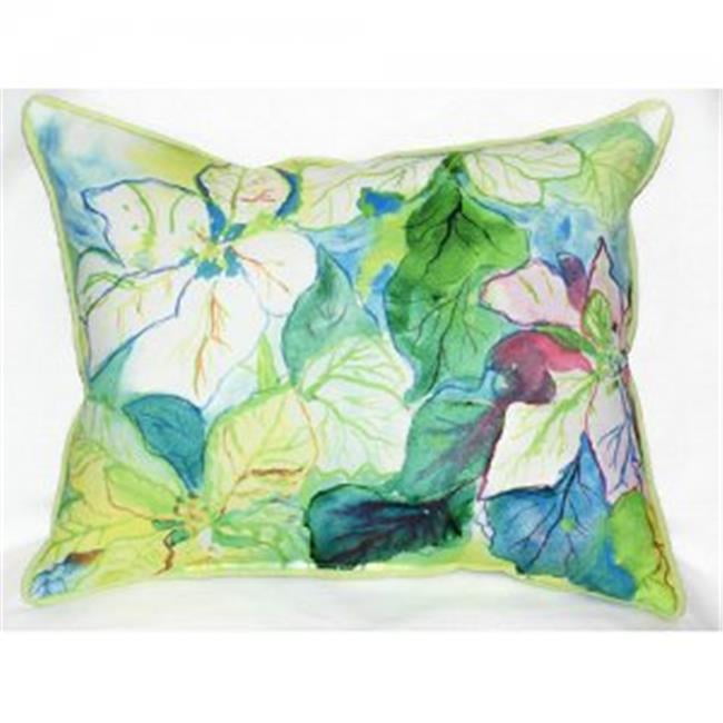 Betsy Drake HJ907 White Poinsettia Indoor & Outdoor Throw Pillow, 16 x