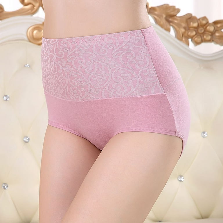 Akiihool High Waisted Underwear for Women Womens Underwear,Cotton High  Waist Underwear for Women Full Coverage Soft Comfortable Briefs Panty (Pink, XL) 